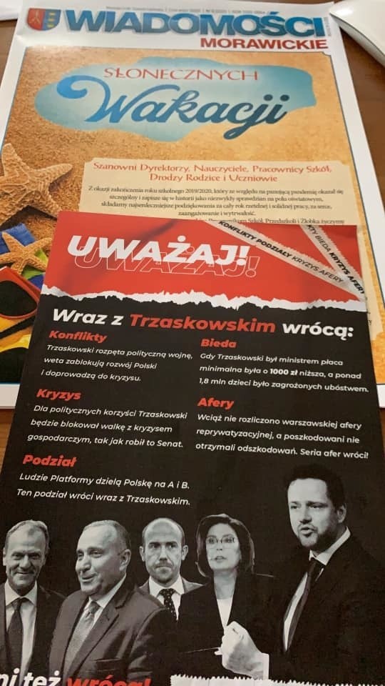 "Afera ulotkowa" w gminie Morawica. Broszury szkalujące kandydata na prezydenta dodawano do lokalnej gazety? Szybkie dementi gminy