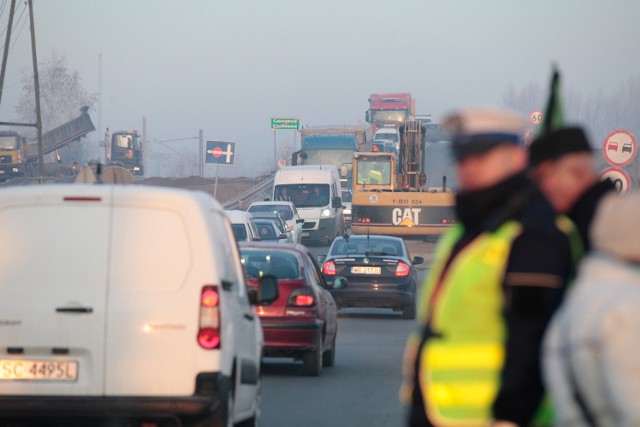 Blokada drogi wojewódzkiej w Czarnowąsach 5 grudnia 2016 roku.
