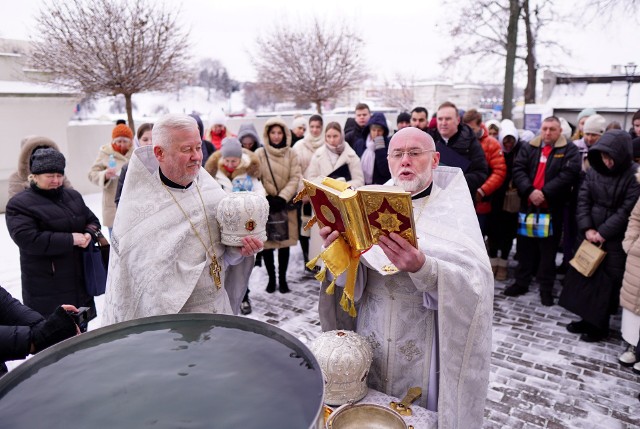 Obrzęd Wielkiego Poświęcenia Wody w prawosławnej Katedrze Przemienienia Pańskiego w Lublinie.