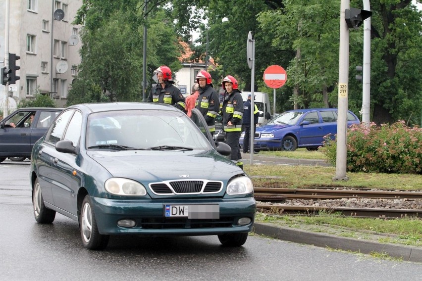 Wrocław: Wypadek na Lotniczej. Dwie osoby uwięzione w samochodzie