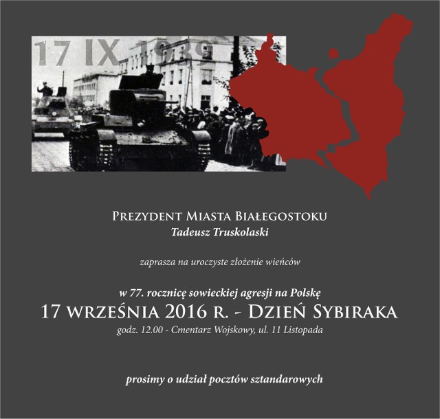 W rocznicę sowieckiego wkroczenia na polskie ziemie białostoczanie upamiętnią ofiary komunistycznej napaści i późniejszych zbrodni.