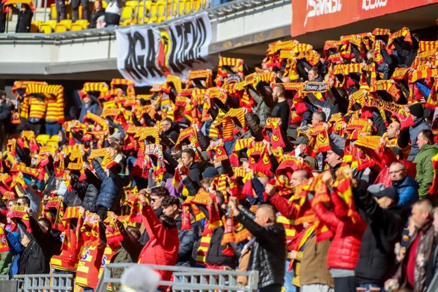 Kibice na meczu Jagiellonia - Zagłębie Lubin