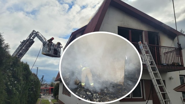 Pożar w domu w Świniarach Starych. Ogień zniszczył wnętrze budynku.