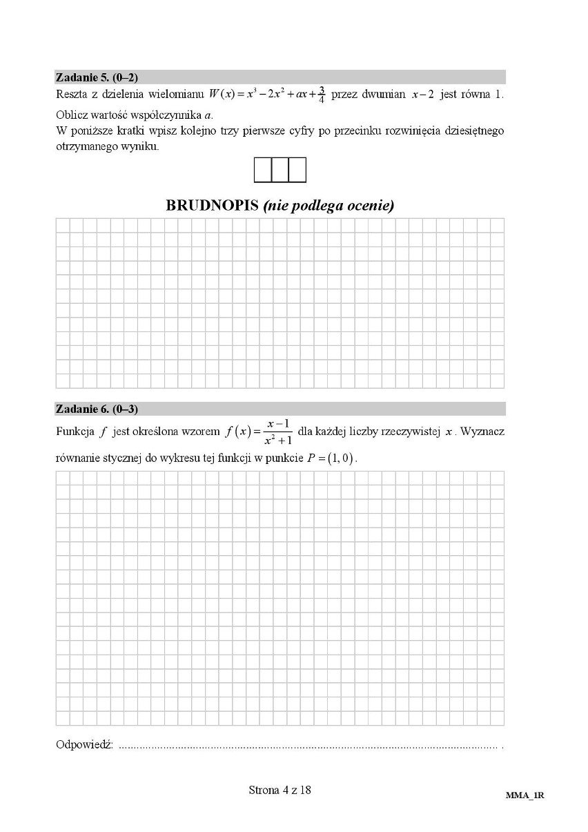 MATURA 2018 MATEMATYKA ROZSZERZONA. W środę, 9 maja...