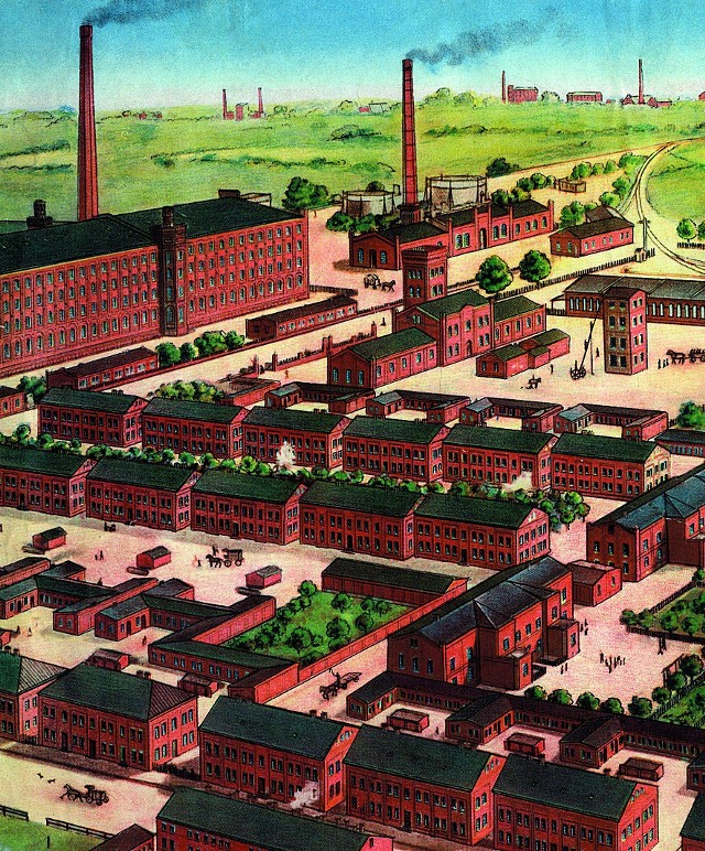 Wielki kompleks fabryczny to krajobraz XIX-wiecznej Łodzi.