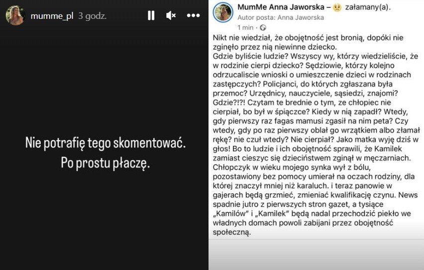 Znani ludzie płaczą po śmierci Kamilka. Media społecznościowe zalewają komentarze