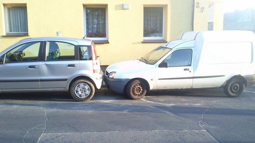 Autodrań lubi się "przytulać" do innych pojazdów (zdjęcia Czytelnika)