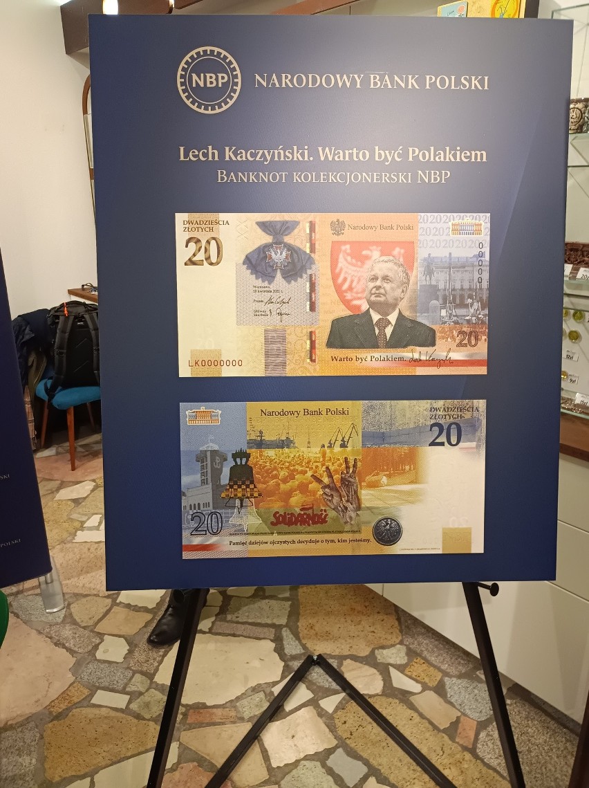 Prezentacja nowego banknotu z Lechem Kaczyńskim w Gdańsku