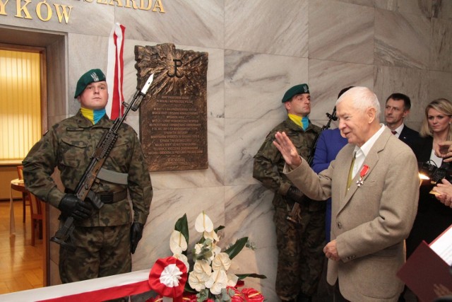 Ryszard Kowalczyk podczas uroczystości nadania sali Urzędu Wojewódzkiego w Opolu imienia Jerzego i Ryszarda Kowalczyków (5 X 2016).