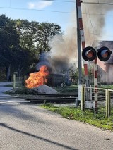 Samochód w ogniu. Pożar mazdy w Iwinie koło Grzmiącej [zdjęcia]