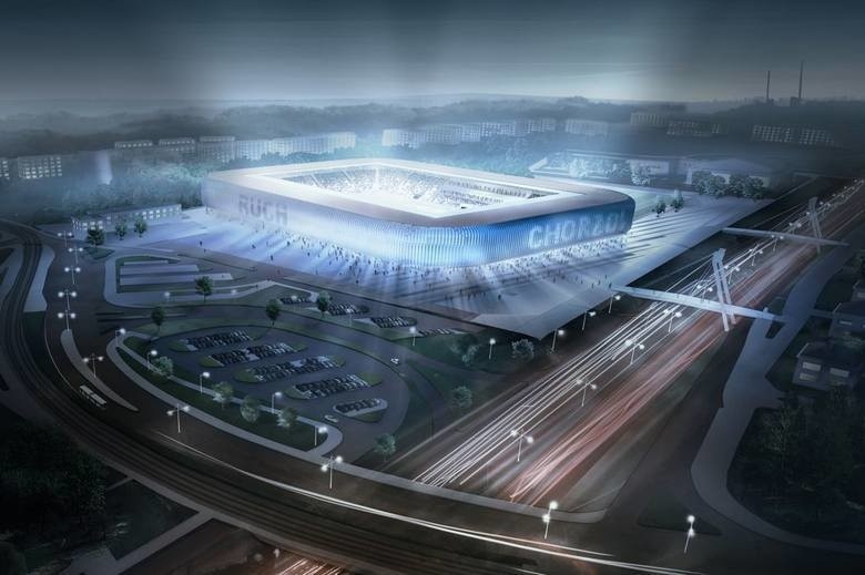 Wizualizacja nowego stadionu Ruchu Chorzów.