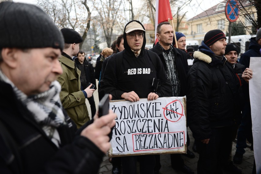 Protest pod ambasadą Izraela. Narodowcy sprzeciwiali się słowom Benjamina Netanjahu [ZDJĘCIA]