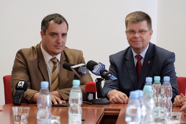 Jerzy Leszczyński (z prawej) spotkał się z Aleksandrem Hanuszczynem Przewodniczącym Lwowskiej Dumy Obwodowej