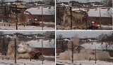W czasie rozbiórki wieża kolejowa przysypała koparkę (wideo)