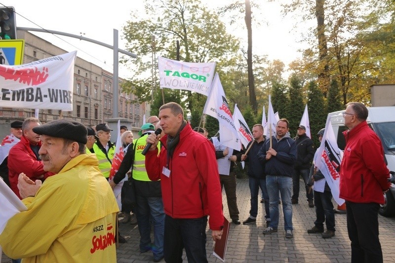 Protest przed siedzibą firmy Kopex w Zabrzu