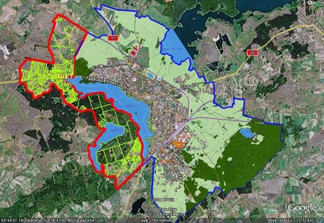 Mapa Szczecinka wraz z Trzesieką i Świątkami.