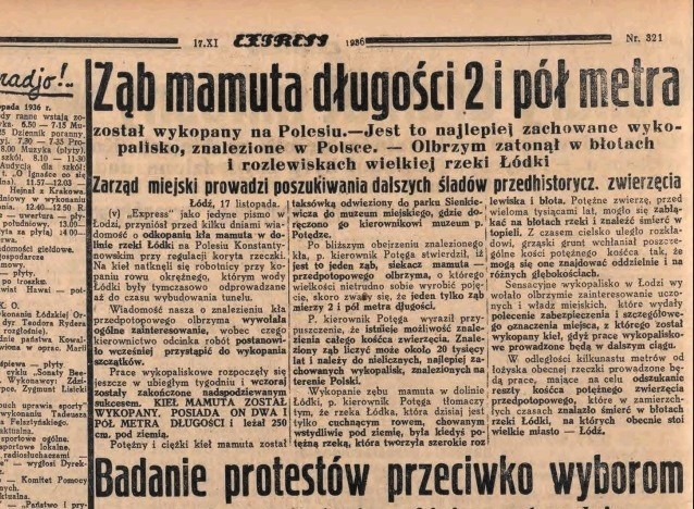 16 listopada 1936 na ul. Drewnowskiej w Łodzi odkopano cios...