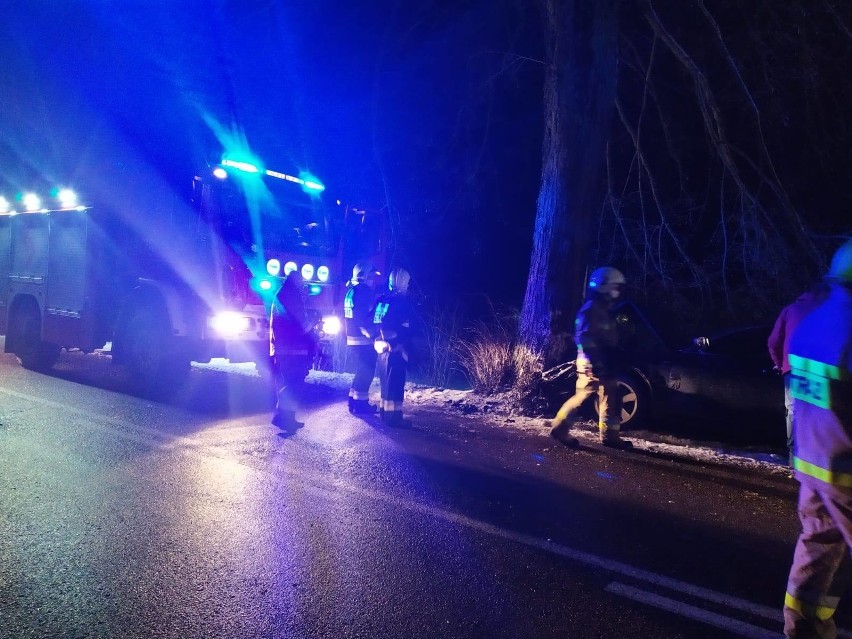 Auto uderzyło w drzewo.