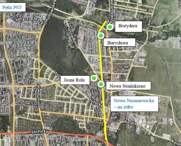 Tramwaj na Naramowice - lokalizacja proponowanych pętli tramwajowych