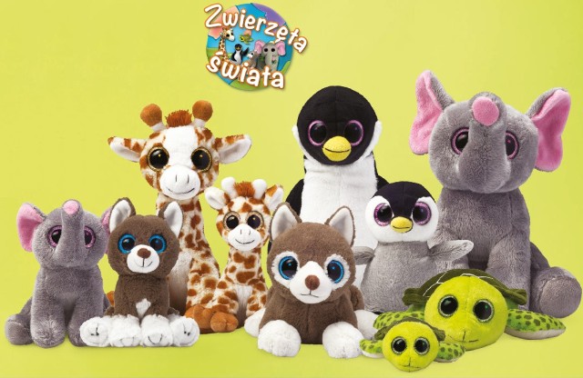 Maskotki z serii "Zwierzęta Świata": wilki (Wolfy i Wolfy Junior), żółwie(Tully i Tully Junior), słonie (Elly i Elly Junior), pingwiny (Pingy i Pingy Junior) i żyrafy (Raffy i Raffy Junior).