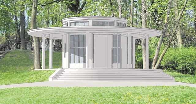 Tak ma wyglądać w przyszłości glorietta (ogrodowy pawilon z kolumnami) w centralnej części parku. Będzie stylizowana na lata międzywojenne. Projektant przewiduje, że stanie się miejscem m.in. koncertów.