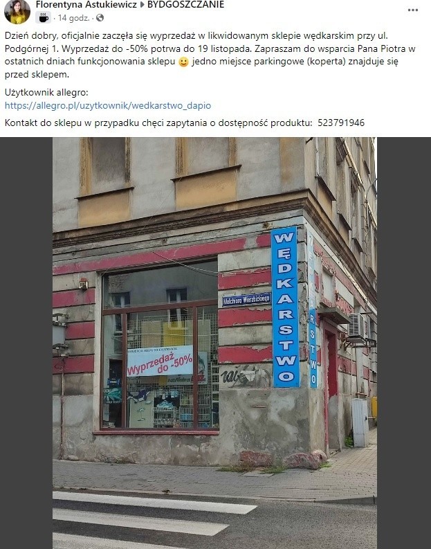 Koniec znanego sklepu wędkarskiego "Dapio" w Bydgoszczy. Tak można pomóc właścicielowi