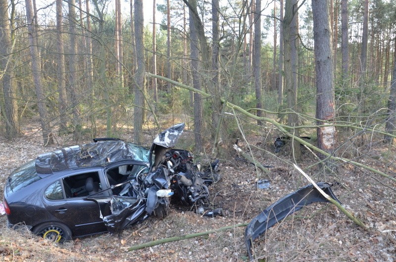 Seat wyleciał z drogi i uderzył w drzewo