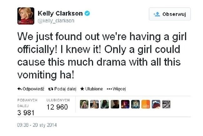Kelly Clarkson oznajmia, że będzie miała córeczkę! (fot....