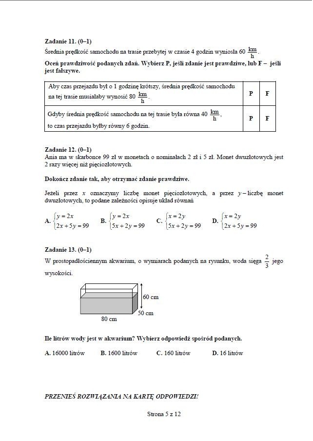 Egzamin gimnazjalny 2013 - matematyka. Arkusz egzaminacyjny.