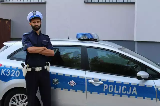 Sierżant sztabowy Michał Żuraw z Komendy Miejskiej Policji w Tarnobrzegu