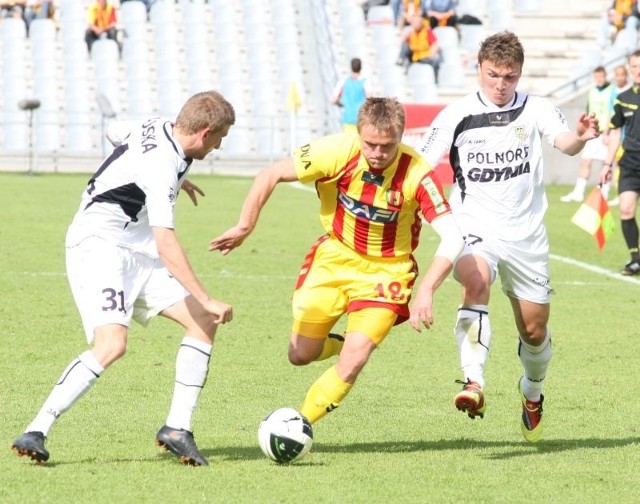 Tomasz Lisowski rozgrywał dobry mecz z Arką Gdynia.  Lewy obrońca Korony nie zagra jednak w sobotę w Jagiellonią, gdyż musi pauzować za czwartą żółtą kartkę.