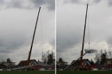 Tak się stawia maszt z oświetleniem. Robota błyskawiczna na stadionie Puszczy Niepołomice! [WIDEO]