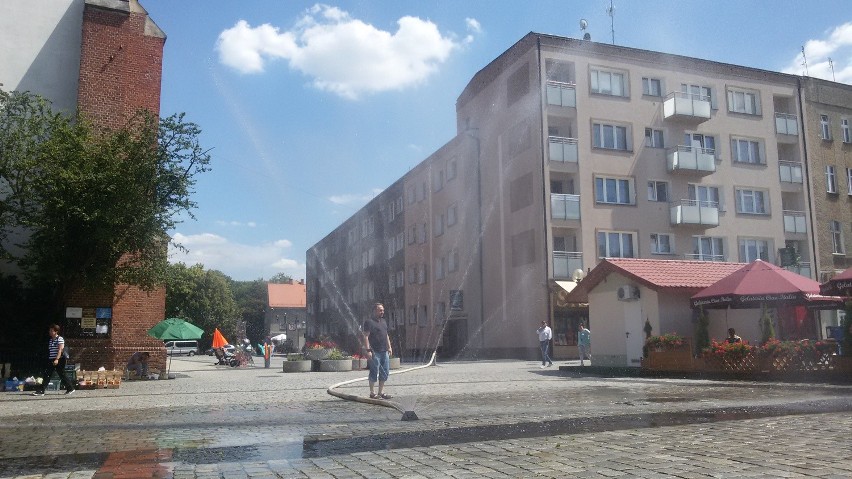 Kurtyna wodna w Raciborzu na rynku