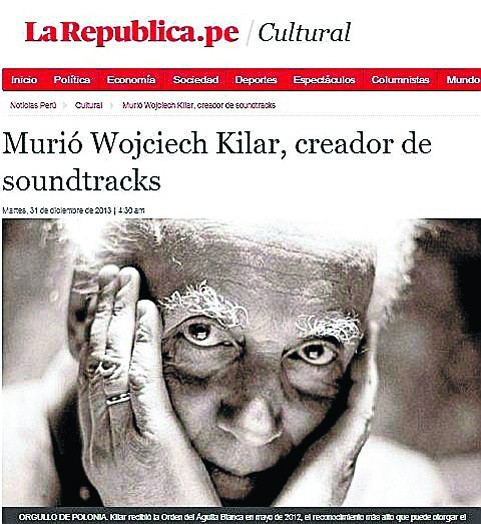 O śmierci Kilara napisano nawet w Peru w "La Republica"