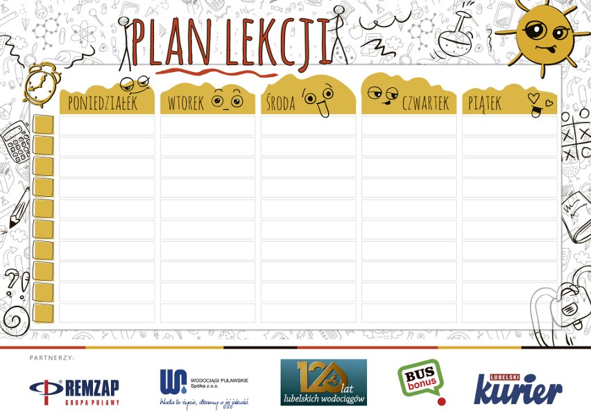 Plan lekcji razem Kurierem dla uczniów na początek roku szkolnego                                     