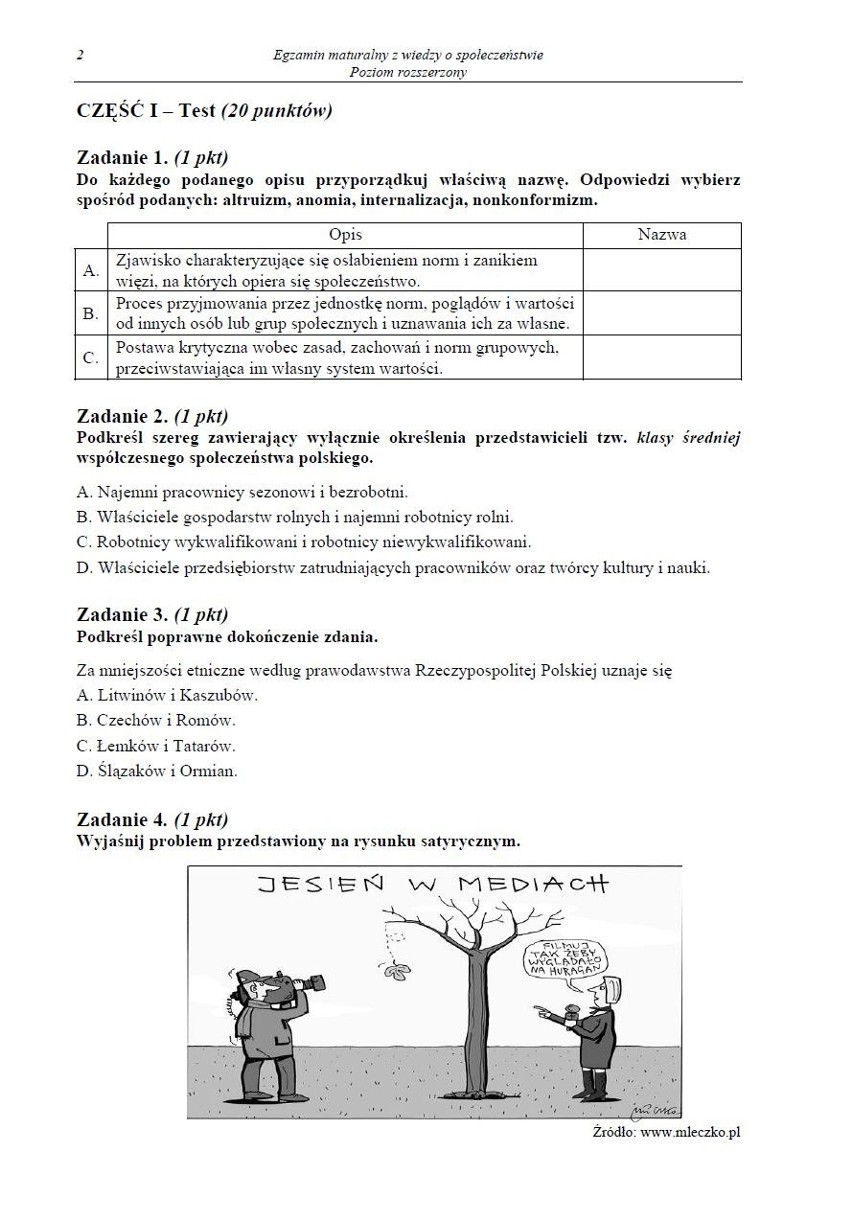 Matura 2014 WOS [ODPOWIEDZI, ARKUSZE] - poziom rozszerzony