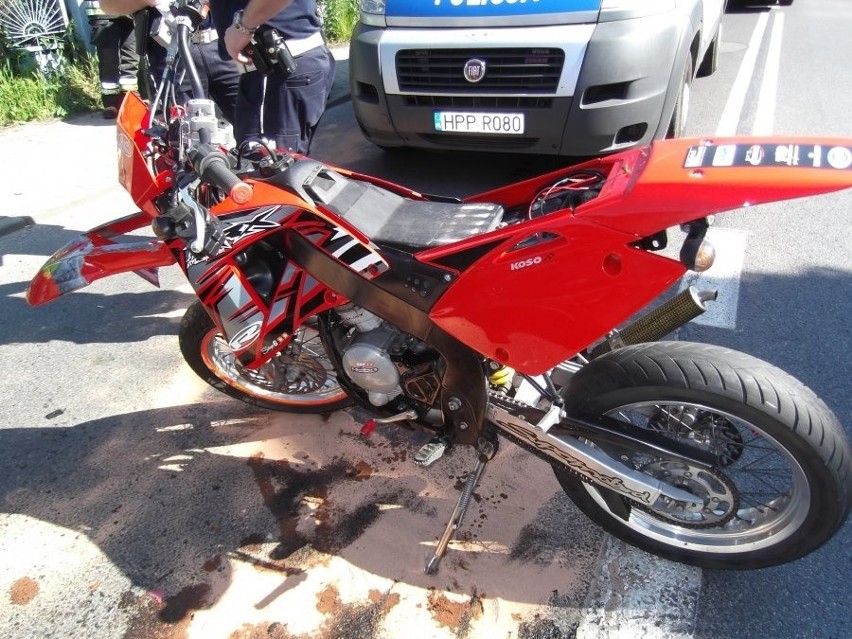 Wypadek motoroweru w Niedobczycach