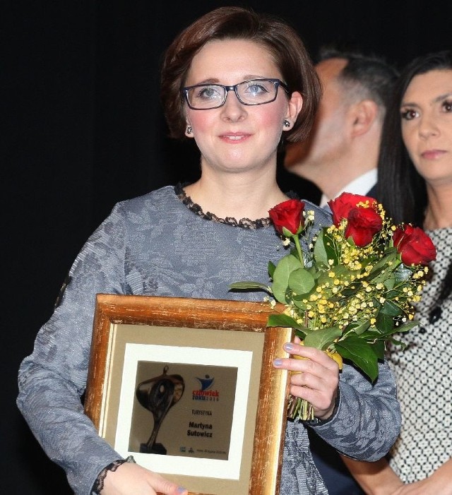 Martyna Sutowicz - Człowiek Roku 2014 w kategorii Turystyka podczas gali w Kielcach.