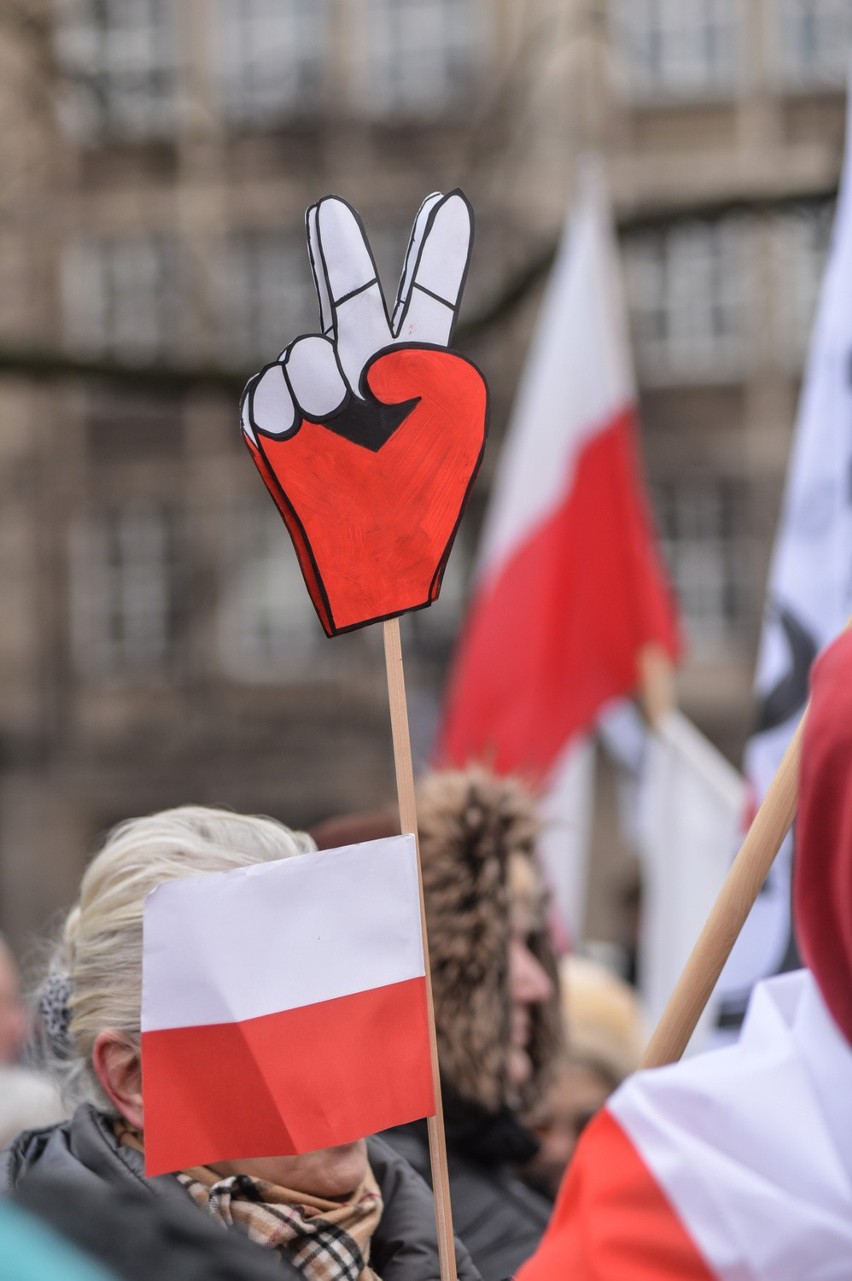 Protest pod pomnikiem Jana III Sobieskiego w Gdańsku [ZDJĘCIA]