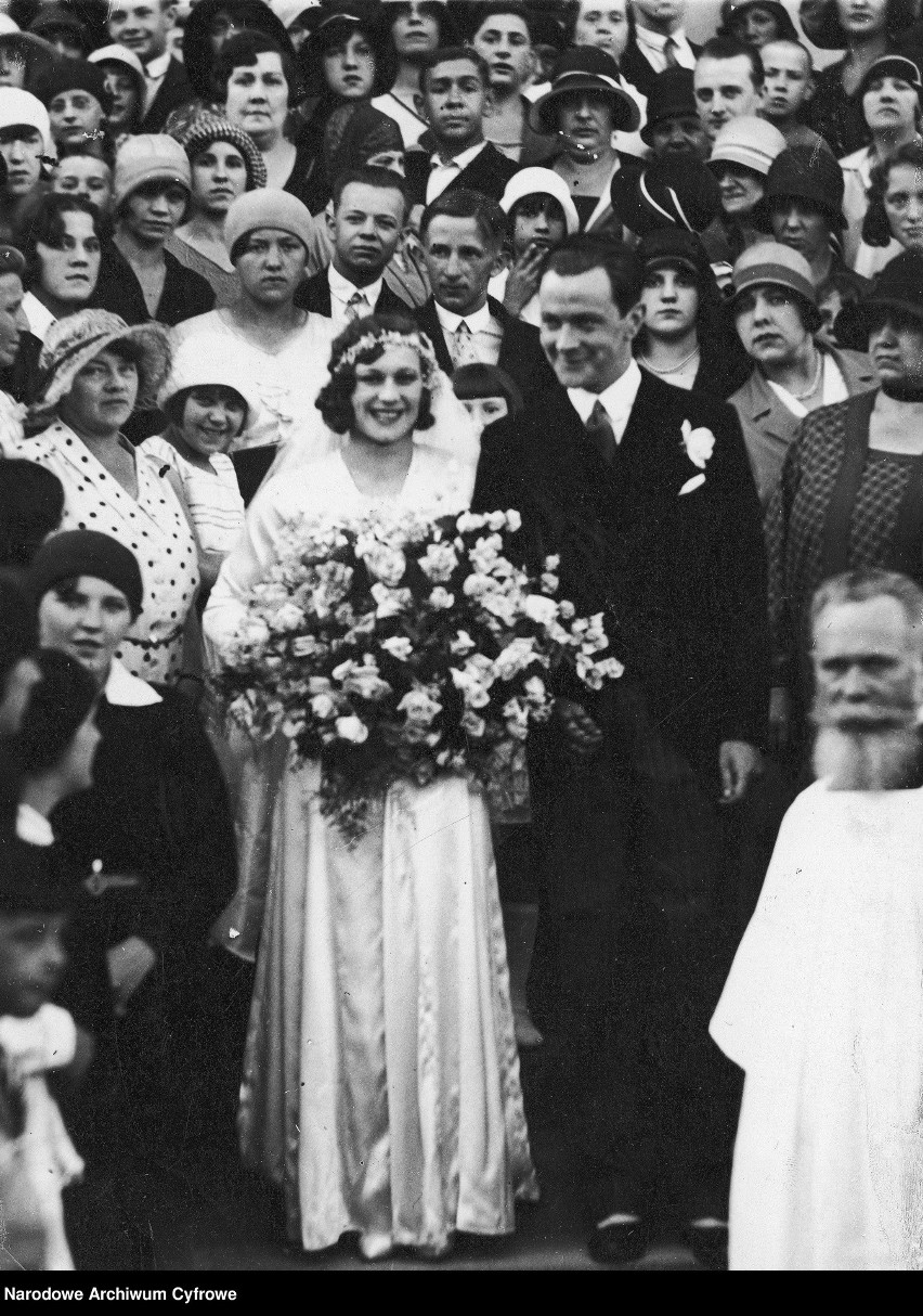 Ślub Lody Halamy z Andrzejem Dembińskim w Warszawie. 1930 r.