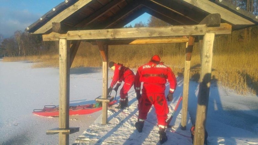 Strażacy z Choczewa ratowali przymarzniętego łabędzia...