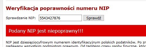 Sprawdziliśmy. Numer NIP na "paragonie" jest błędny