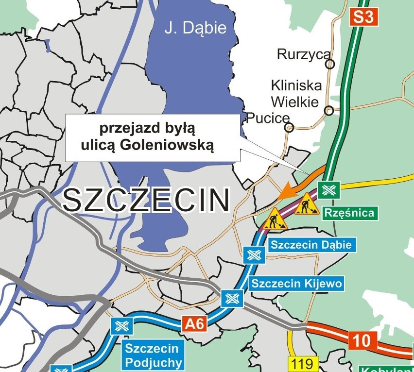 Mniejsze korki na A6: otwarto przejazd byłą ulicą Goleniowską 