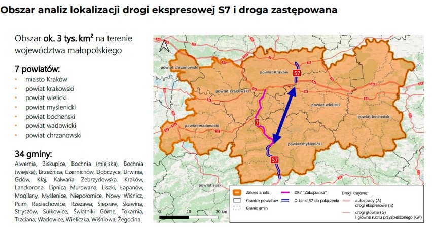 Droga S7 Kraków - Myślenice: miał powstać wariant zgody, a nadal są spory