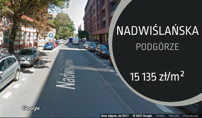 Na ulicy Nadwiślańskiej średnio trzeba zapłacić 15 135 zł za...