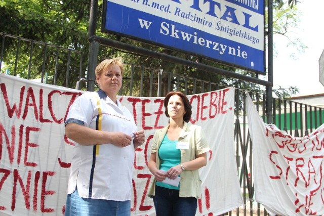 Aniela Kaczmarek i Joanna Banicka protestują i oczekują większych wynagrodzeń. Ale w cały sporze zbiorowym w szpitalu w Skwierzynie uczestniczy 92 pracowników.