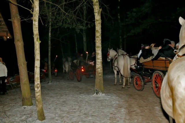 Ognisko, przejażdżka po lesie - to tylko niektóre sylwestrowe atrakcjeStałym punktem imprez sylwestrowych organizowanych przez Ritowisko jest przejazd bryczkami do lasu, by tam powitać Nowy Rok