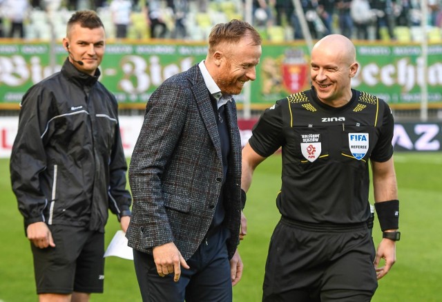 20.04.2019 gdanskenerga stadion gdansk. 31. kolejka lotto ekstraklasy - grupa mistrzowska. mecz lechia gdansk - piast gliwice.na zdjeciu:  piotr stokowiec , szymon marciniakfot. przemek swiderski / polska press / dziennik baltycki