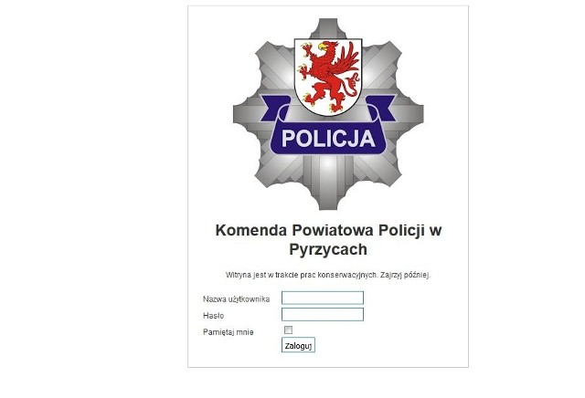 Na razie strona pyrzyckiej policji jest zablokowana.