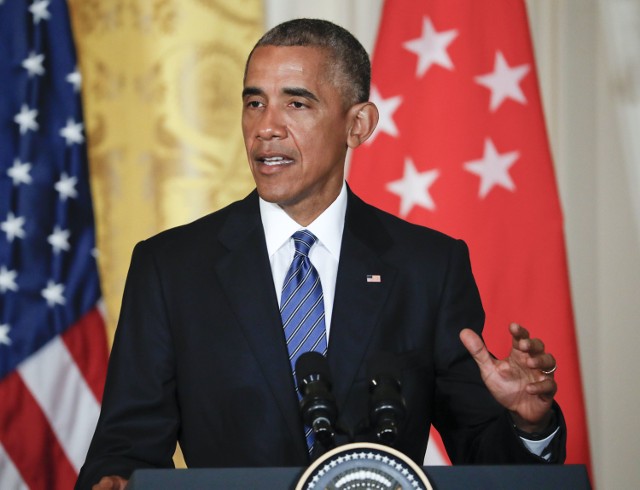 Na zdjęciu Barack Obama podczas konferencji z premierem Singapuru Lee Hsien Loongiem (02.08.2016, Waszyngton, USA)